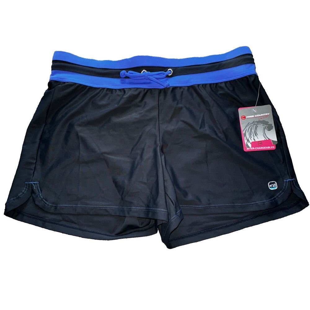 NWT Free Country Shorts Womens Large Blue Drawstring Elastic Waist Pocket